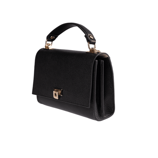 Genuine Full Grain Leather Handbag | Top Handle & Detachable Long Strap | Premium Hardware & Alcantara Lining