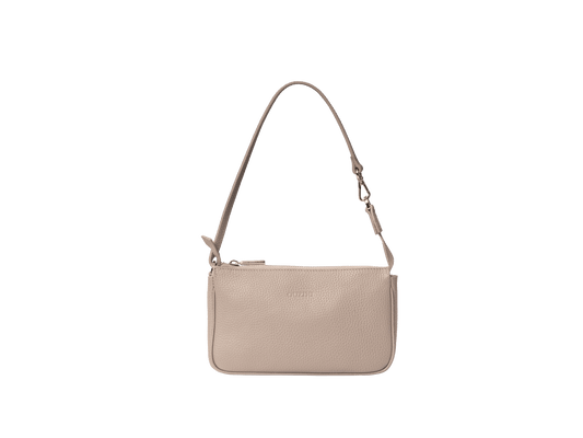 Compact Genuine Leather Shoulder Pouch | Adjustable Strap Design, Zip-Top Closure, Interior Card Slot | Essential Mini Carry