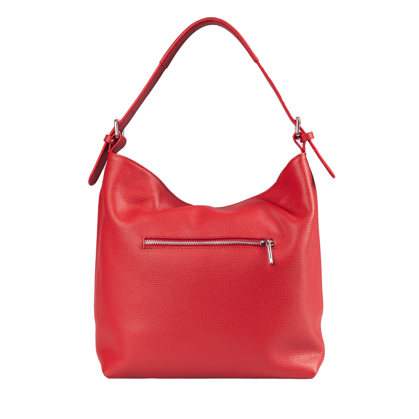 Genuine Leather Shoulder Bag | Adjustable Buckle Straps, Side & Interior Zip Pockets, Soft Slouchy Design