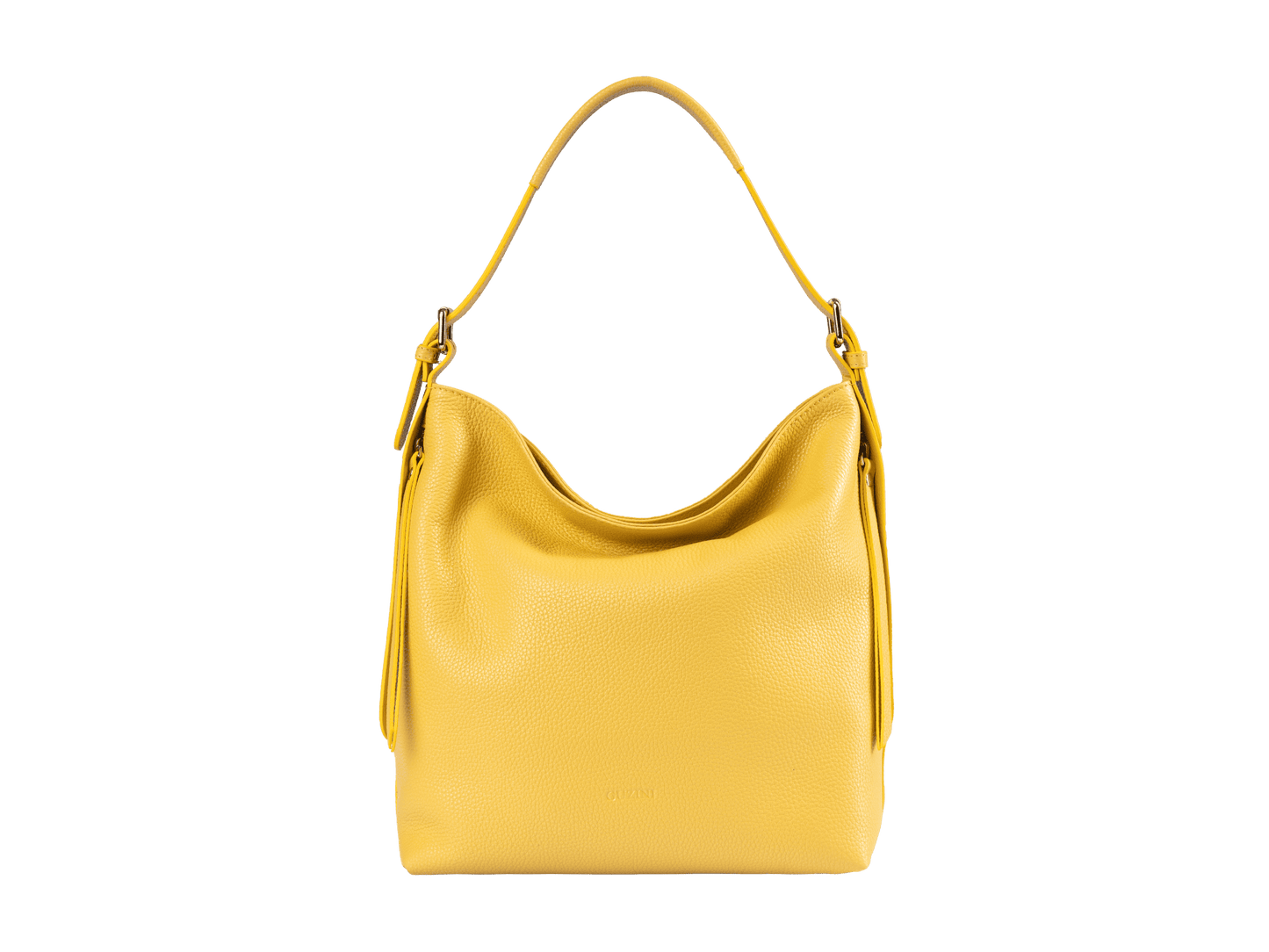 Genuine Leather Shoulder Bag | Adjustable Buckle Straps, Side & Interior Zip Pockets, Soft Slouchy Design