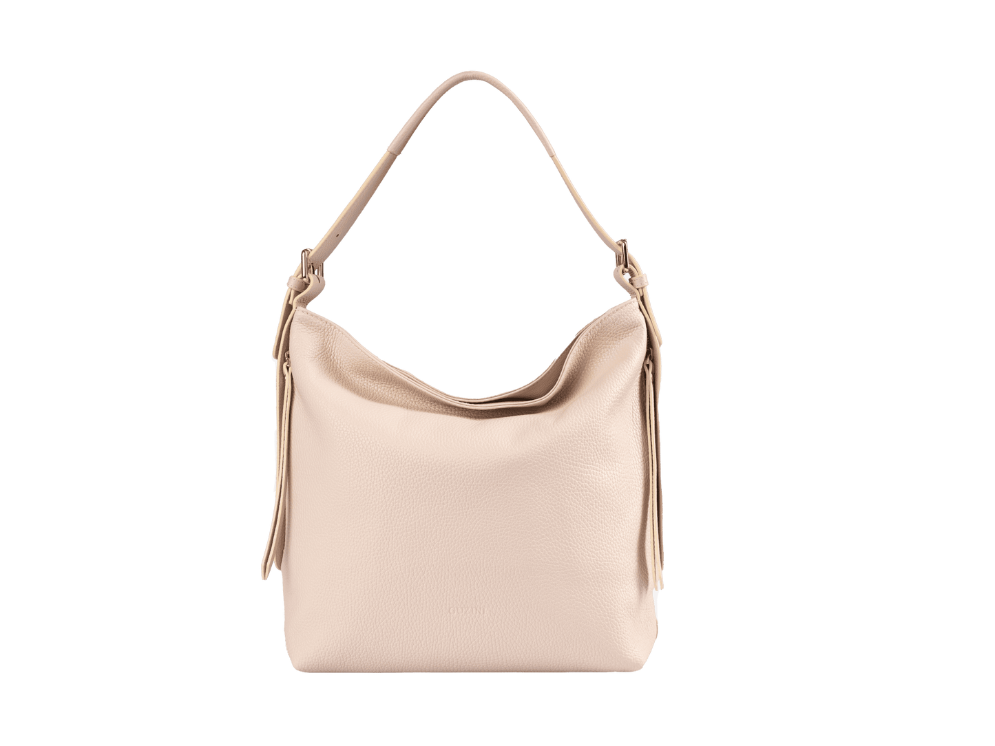 Genuine Leather Shoulder Bag | Adjustable Buckle Straps, Side & Interior Zip Pockets, Soft Slouchy Design