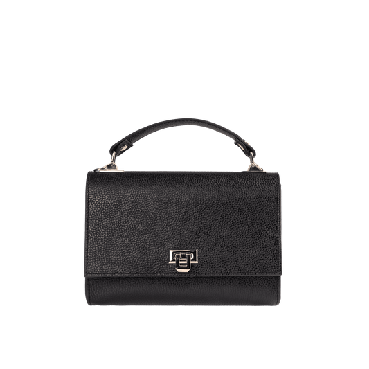 Genuine Full Grain Leather Handbag | Top Handle & Detachable Long Strap | Premium Hardware & Alcantara Lining