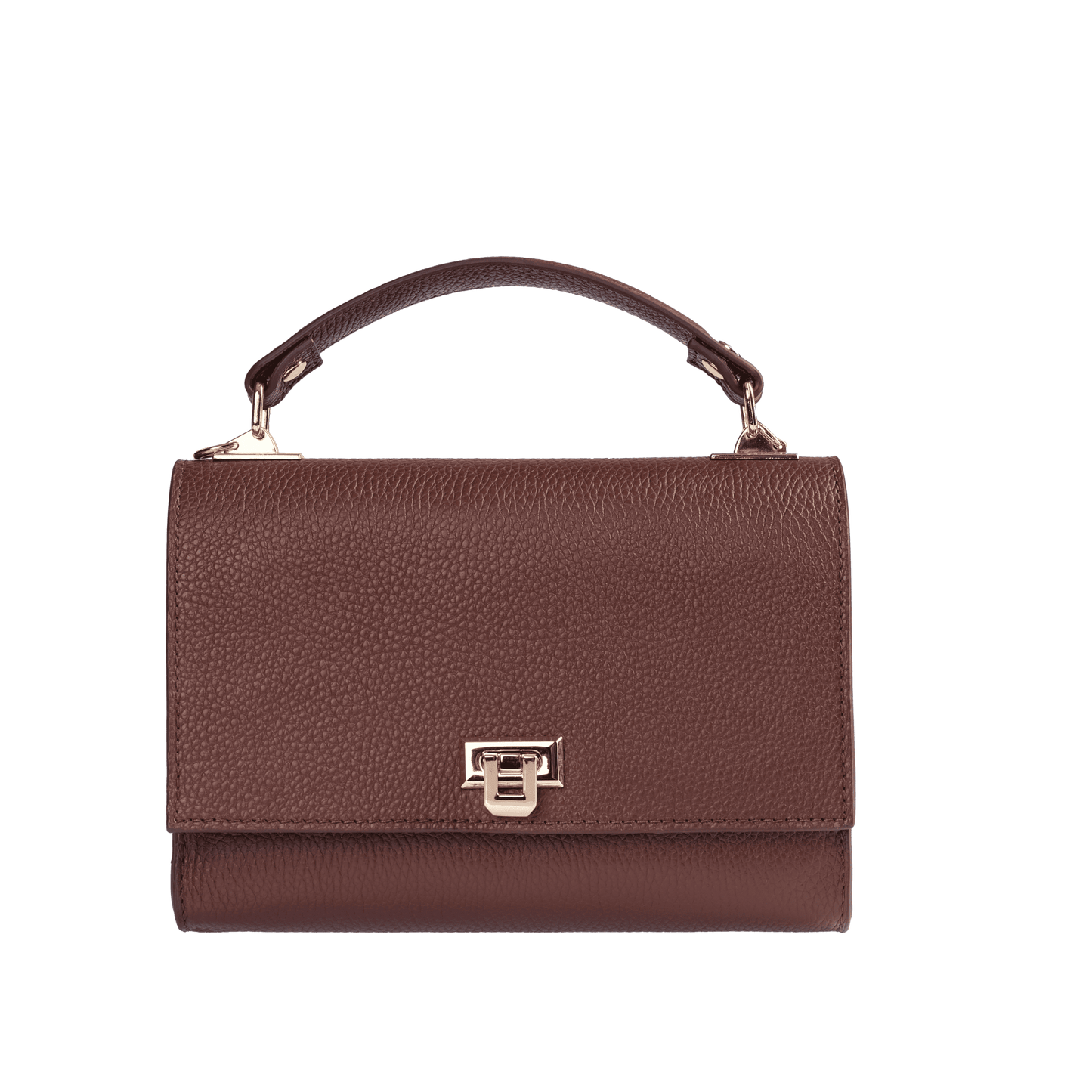Genuine Full Grain Leather Handbag | Top Handle & Detachable Long Strap | Premium Hardware & Alcantara Lining
