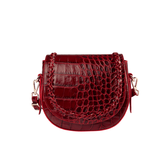 Luxe Genuine Leather Crossbody Bag | Braided Detail Design, Available in Full Grain & Croc Embossed Styles, Interior Zip Pocket | Versatile Day-to-Night Carry