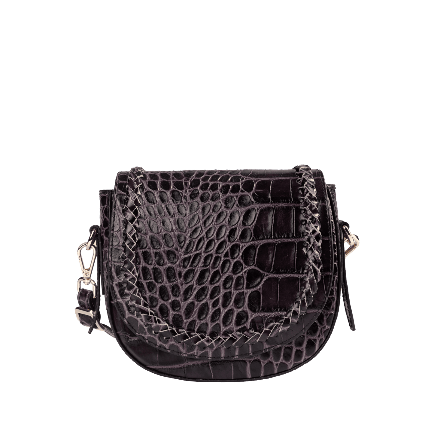 Luxe Genuine Leather Crossbody Bag | Braided Detail Design, Available in Full Grain & Croc Embossed Styles, Interior Zip Pocket | Versatile Day-to-Night Carry