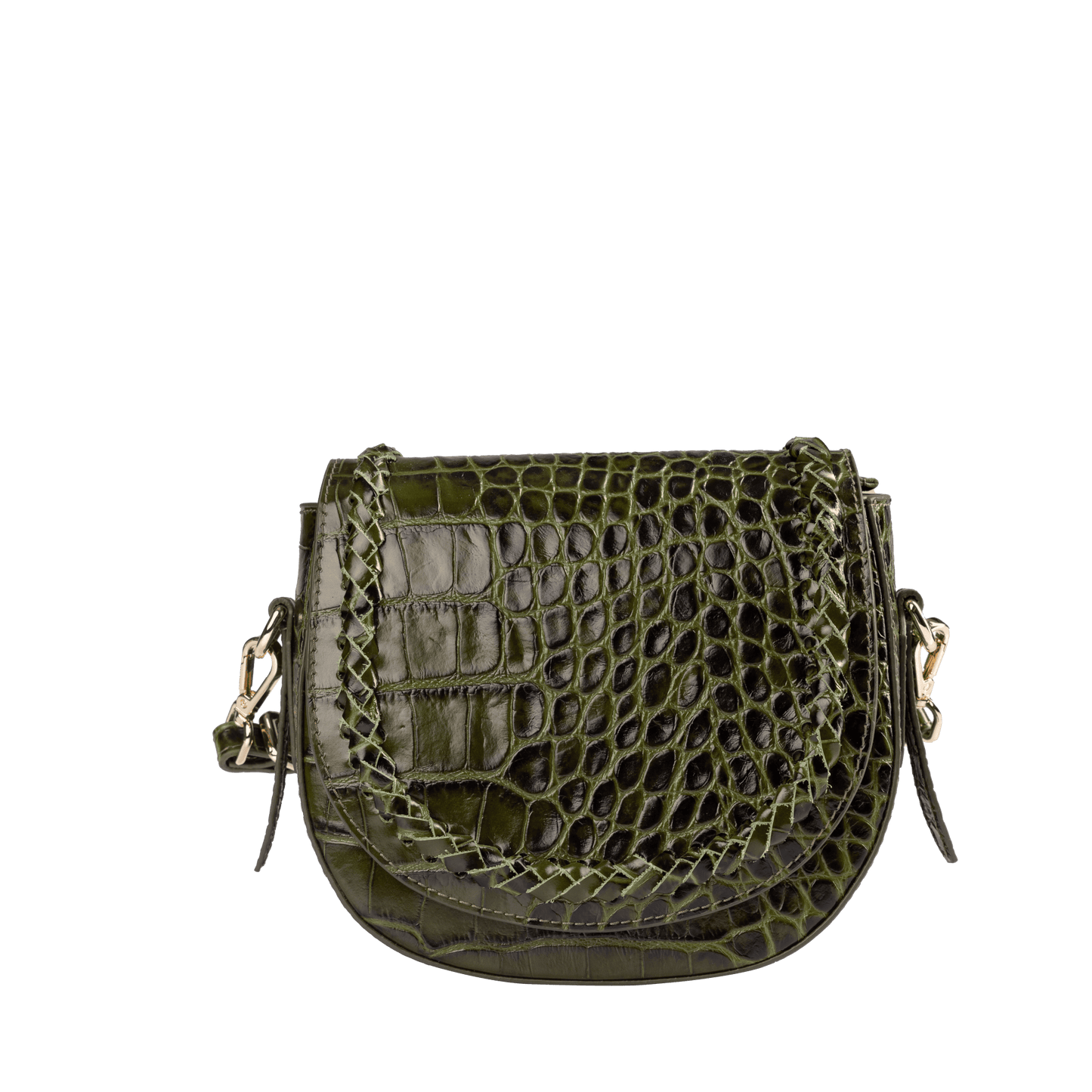 Luxe Genuine Leather Crossbody Bag | Braided Detail Design, Available in Full Grain & Croc Embossed Styles, Interior Zip Pocket | Versatile Day-to-Night Carry