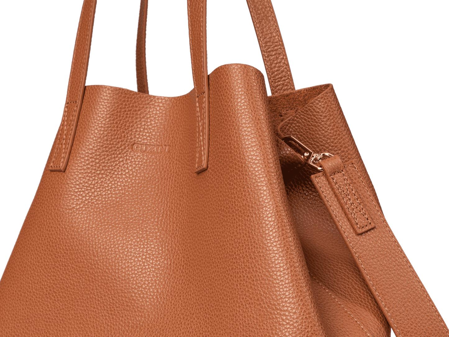 Genuine Leather Shoulder Bag | Detachable Clutch Pouch, Dual Handle Design, Interior Zip Pocket | Versatile Two-in-One Tote