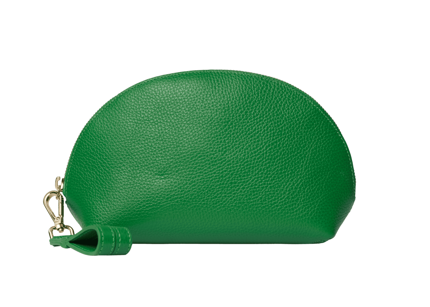 Mini Genuine Leather Pouch | Wrist Strap Design, Curved Zip Closure, Spacious Interior | Versatile Travel & Makeup Organizer