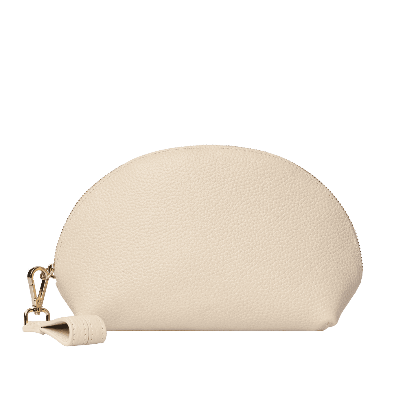 Mini Genuine Leather Pouch | Wrist Strap Design, Curved Zip Closure, Spacious Interior | Versatile Travel & Makeup Organizer