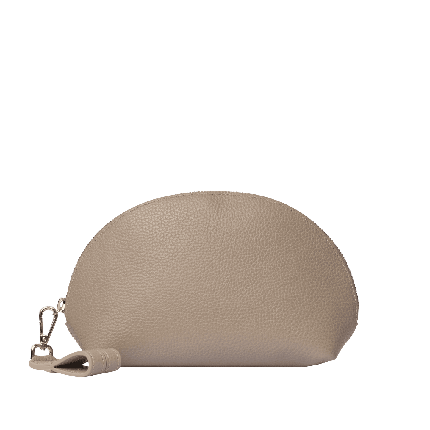 Mini Genuine Leather Pouch | Wrist Strap Design, Curved Zip Closure, Spacious Interior | Versatile Travel & Makeup Organizer