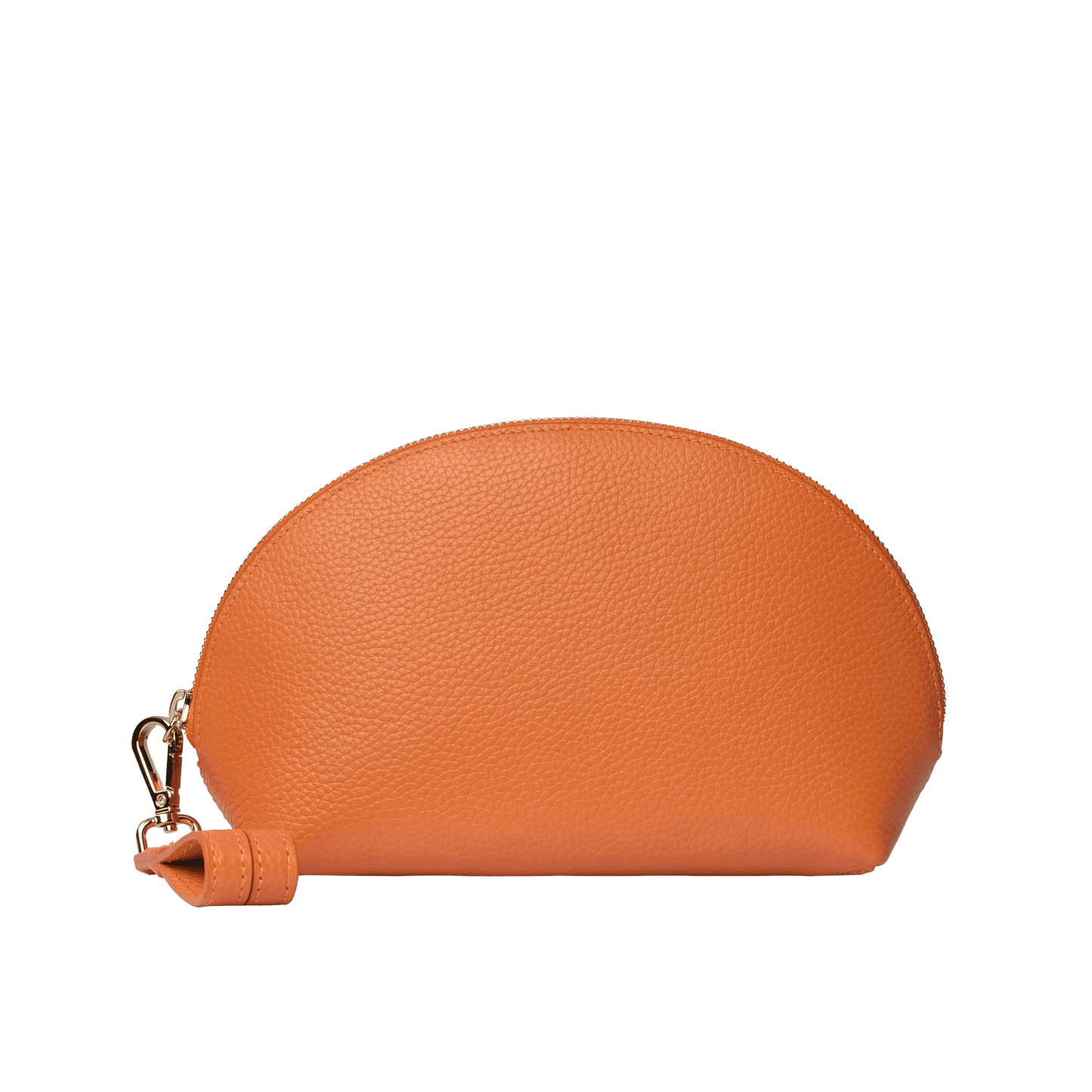 Mini Genuine Leather Pouch | Wrist Strap Design, Curved Zip Closure, Spacious Interior | Versatile Travel & Makeup Organizer