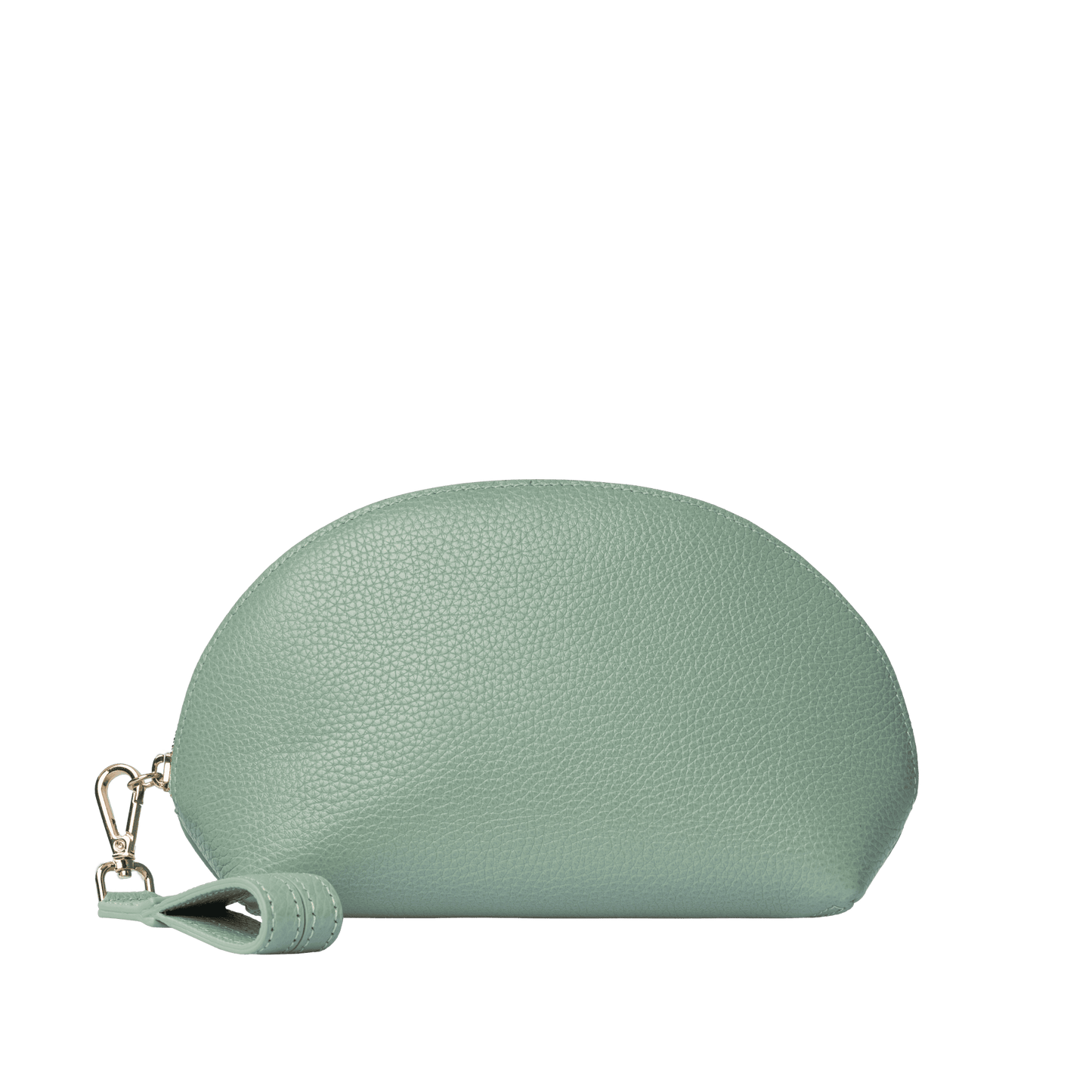 Mini Genuine Leather Pouch | Wrist Strap Design, Curved Zip Closure, Spacious Interior | Versatile Travel & Makeup Organizer