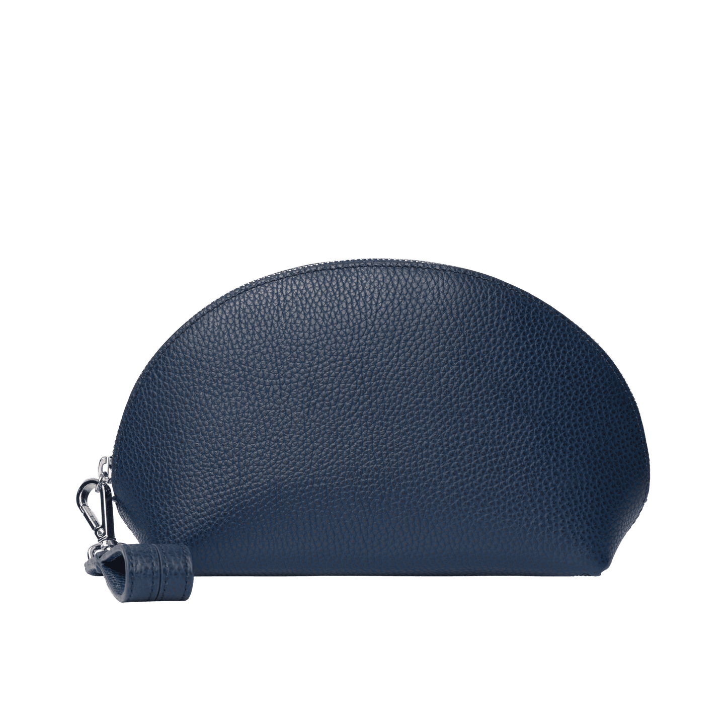 Mini Genuine Leather Pouch | Wrist Strap Design, Curved Zip Closure, Spacious Interior | Versatile Travel & Makeup Organizer