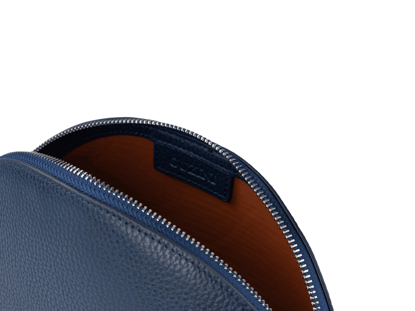 Mini Genuine Leather Pouch | Wrist Strap Design, Curved Zip Closure, Spacious Interior | Versatile Travel & Makeup Organizer
