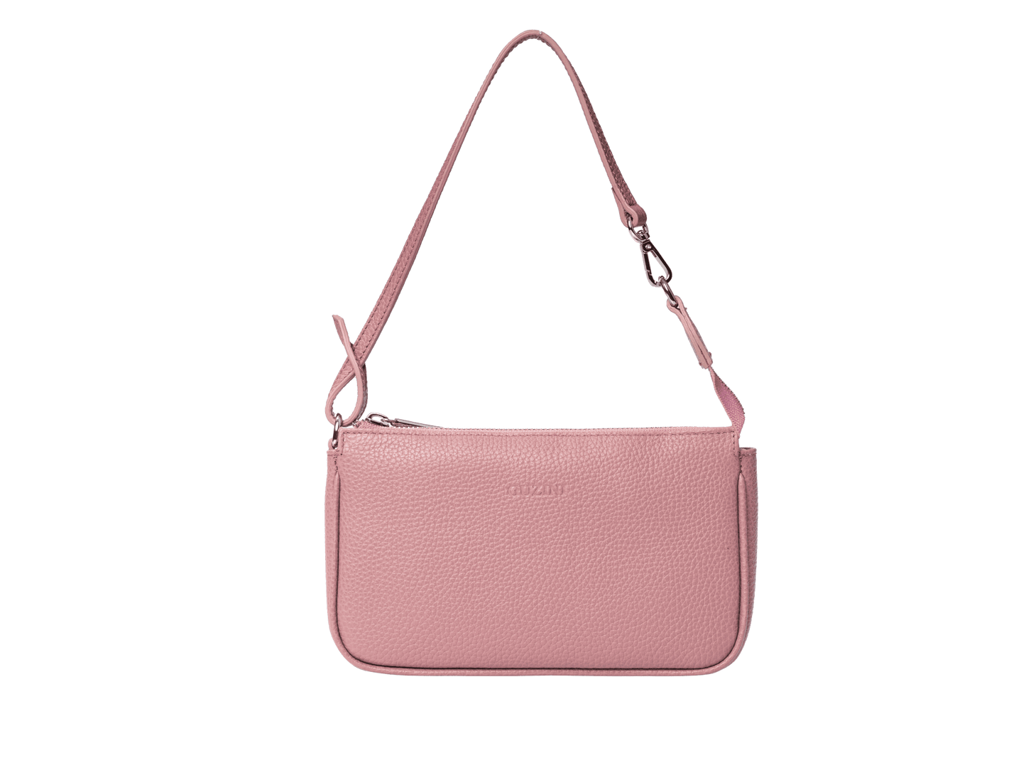 Compact Genuine Leather Shoulder Pouch | Adjustable Strap Design, Zip-Top Closure, Interior Card Slot | Essential Mini Carry