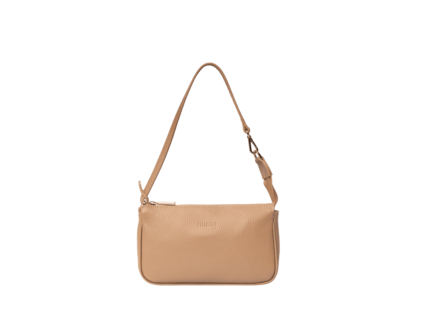 Compact Genuine Leather Shoulder Pouch | Adjustable Strap Design, Zip-Top Closure, Interior Card Slot | Essential Mini Carry