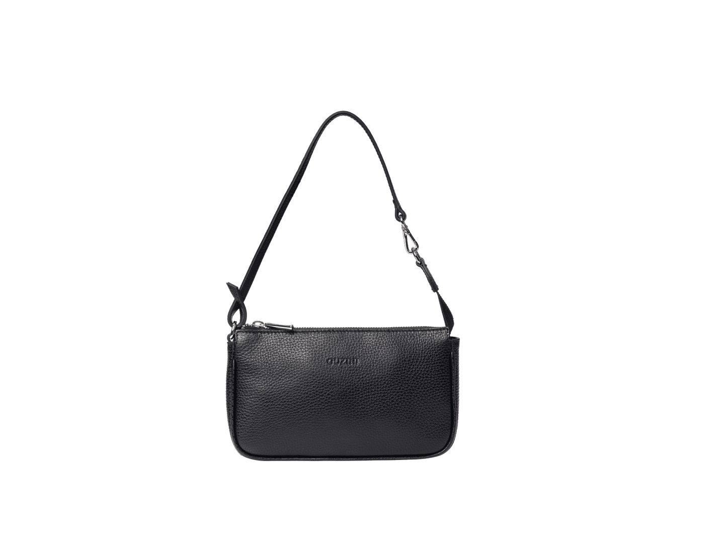 Compact Genuine Leather Shoulder Pouch | Adjustable Strap Design, Zip-Top Closure, Interior Card Slot | Essential Mini Carry