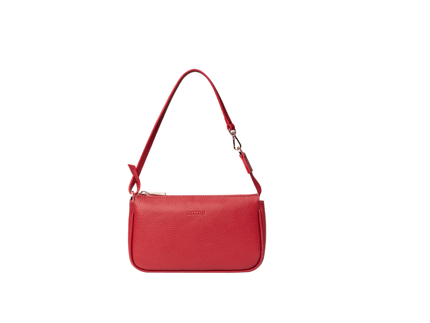 Compact Genuine Leather Shoulder Pouch | Adjustable Strap Design, Zip-Top Closure, Interior Card Slot | Essential Mini Carry