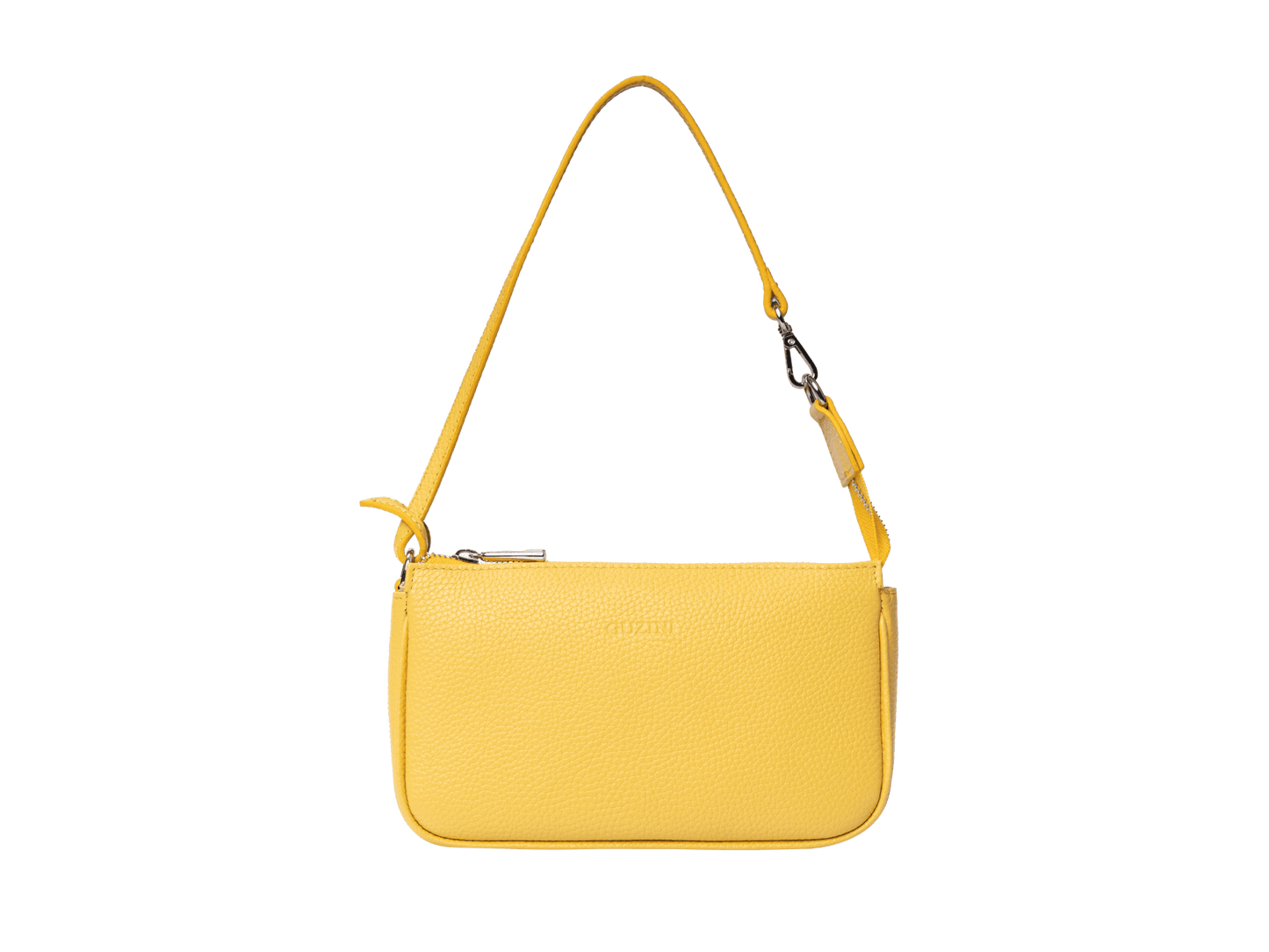 Compact Genuine Leather Shoulder Pouch | Adjustable Strap Design, Zip-Top Closure, Interior Card Slot | Essential Mini Carry