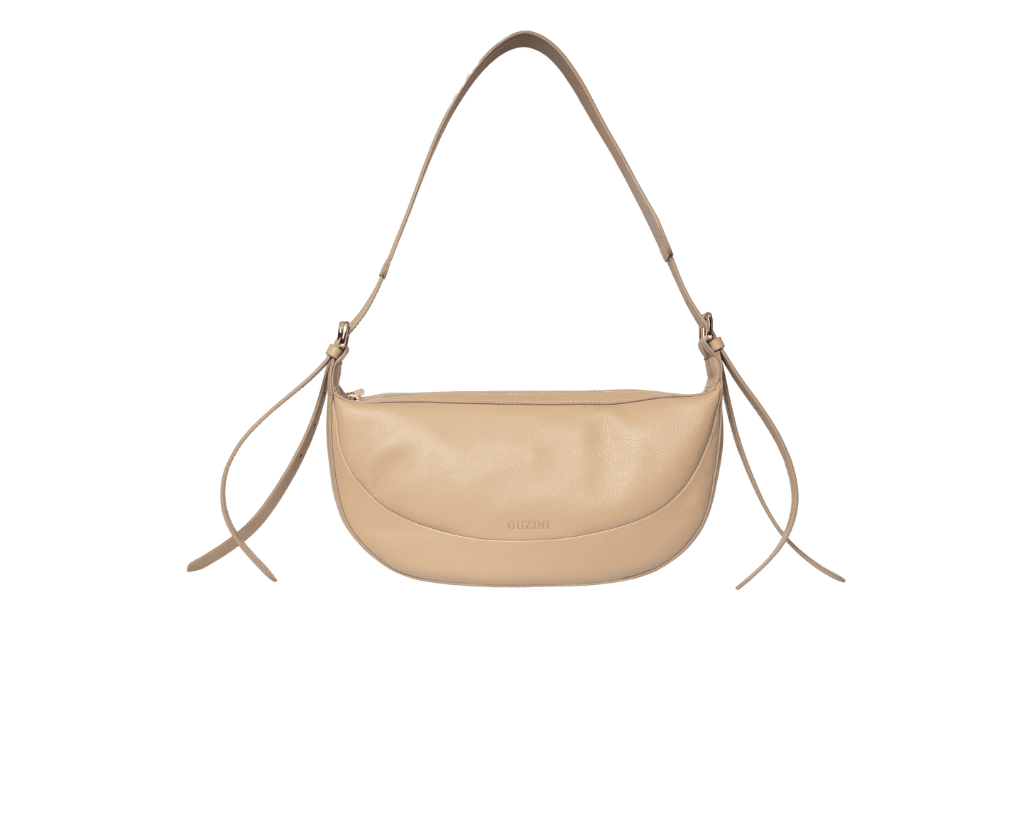 Classic Genuine Leather Shoulder Bag | Adjustable Straps Included, Curved Silhouette Design, Interior Zip Pocket