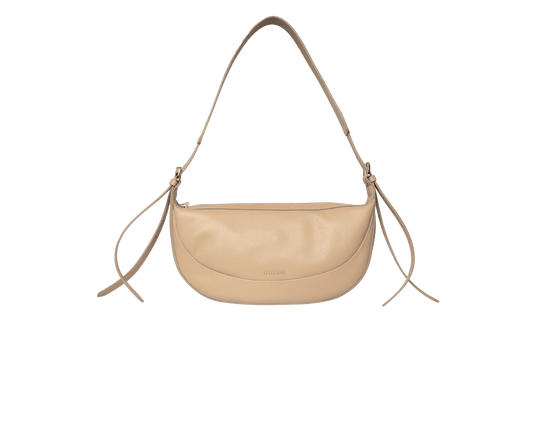 Classic Genuine Leather Shoulder Bag | Adjustable Straps Included, Curved Silhouette Design, Interior Zip Pocket