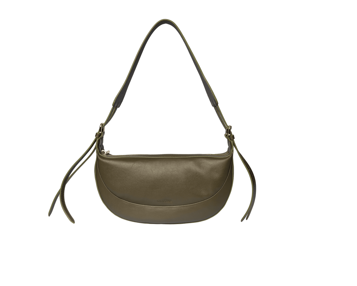 Classic Genuine Leather Shoulder Bag | Adjustable Straps Included, Curved Silhouette Design, Interior Zip Pocket
