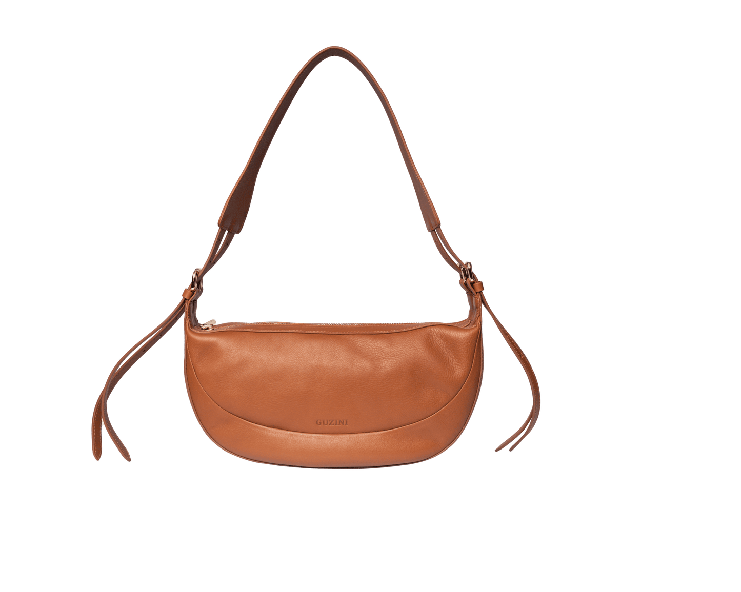 Classic Genuine Leather Shoulder Bag | Adjustable Straps Included, Curved Silhouette Design, Interior Zip Pocket